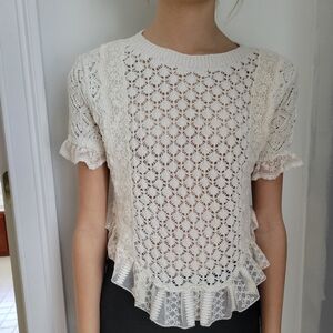 Zara Elegant Lace Knit Top SMALL